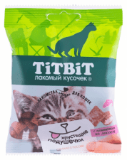 Хрустящие подушечки TitBit для кошек с паштетом из лосося, 30 г