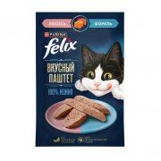 Пауч Felix Вкусный паштет для кошек, лосось и форель, 75 г
