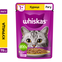 Пауч Whiskas для взрослых кошек, рагу с курицей, 75 г