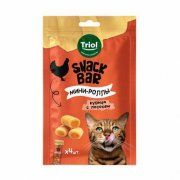 Лакомства Triol, Мини-роллы для кошек с начинкой из курицы с лососем, SNACK BAR, 40 г