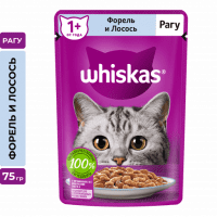 Пауч Whiskas для взрослых кошек, рагу с форелью и лососем, 75 г