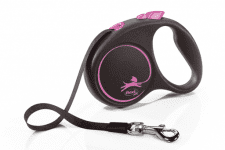 Рулетка Flexi Black Design S ременная, розовая, 5 м