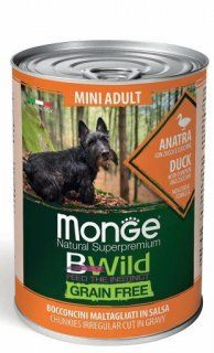 Консерва Monge BWild GRAIN FREE д/взр соб мел пород, беззерновой, с уткой, тыквой, кабачком, 400 г