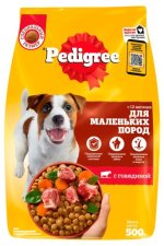 Корм Pedigree для взрослых собак маленьких пород с говядиной, 500 г