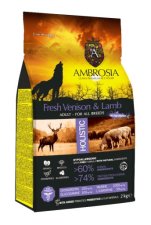 Корм AMBROSIA GRAIN FREE для собак всех пород, оленина, ягненок, 2кг
