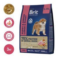 Корм Brit Premium Dog Puppy and Junior Large and Giant для щенков и молодых собак крупных и гигантских пород, Курица, 3 кг