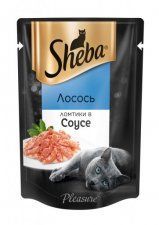 Пауч Sheba® Pleasure™ для взрослых кошек, кусочки в соусе с лососем, 85 г