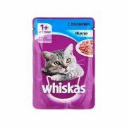 Пауч Whiskas для взрослых кошек, желе с лососем, 85 г