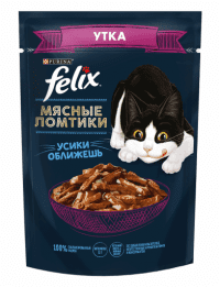 Пауч Purina Felix Мясные ломтики, для взрослых кошек, с уткой, 75 г