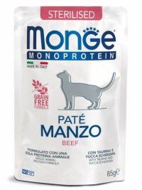 Пауч Monge для стерилизованных кошек, из говядины, Monoprotein, 85 г