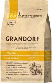 Корм Grandorf для стерилизованных кошек, 4 мяса и пробиотиками, 400 г