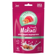 Лакомство Molina для кошек и котят "Хрустящие подушечки с начинкой из тунца и креветок", Urinary, 60г