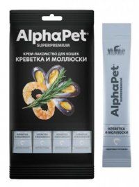 Крем-лакомство AlphaPet для кошек с креветками и моллюсками, Superpremium, 48 г