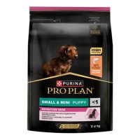Корм Purina Pro Plan для чувствительной кожи щенков малых и мини пород, с лососем, Sensitive Skin, 3 кг
