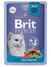 Пауч Brit Premium для стерилизованных кошек, Перепелка в желе, 85 г