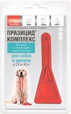Капли на холку Празицид-комплекс для собак и щенков от 20 кг до 40 кг, 4 мл