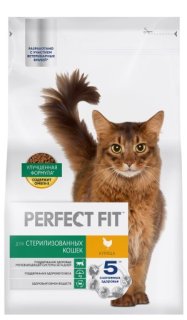 Корм PERFECT FIT для стерилизованных котов и кошек с курицей, 2,5 кг