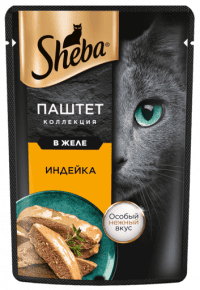 Пауч Sheba для взрослых кошек, с индейкой, Нежный паштет в желе, 75 г