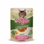 Суп Miglior gatto Le Specialità Italiane для кошек полоски в соусе со свининой, картофелем, морковью, 85 г