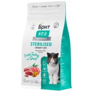 Корм Брит Кеа, для стерилизованных кошек, с индейкой и уткой, STERILISED URINARY CARE, 1,5 кг
