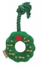 Игрушка Beeztees, Рождественский венок плюшевый, зеленый, 30,5 см