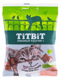 Хрустящие подушечки TitBit для кошек из индейки с паштетом, 30 г