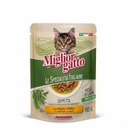 Суп Miglior gatto Le Specialità Italiane для кошек полоски в соусе с курицей и горохом, 85 г