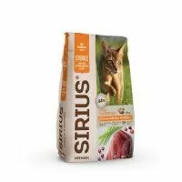 Корм SIRIUS для стерилизованных кошек, с уткой и клюквой, 10 кг