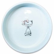 Миска Mr.Kranch керамическая для кошек Кошка с бантиком, голубая, 370 мл