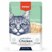 Пауч Wanpy Cat для кошек, кусочки курицы и гребешки, 85 г