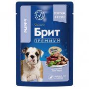 Пауч Брит ПРЕМИУМ для щенков всех пород с телятиной в соусе, 85 г