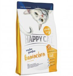 Корм Happy Cat беззлаковый для кошек с чувствительным пищеварением с нежной крольчатиной, Sensitive Grainfree Kaninchen 32/14