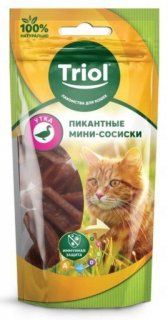 Пикантные мини-сосиски Triol для кошек из утки, 50 г