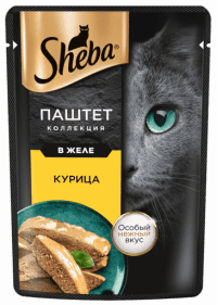 Пауч Sheba для взрослых кошек, с курицей, Нежный паштет в желе, 75 г