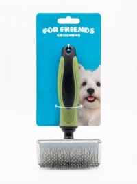 Щетка-пуходерка For Friends для животных, с каплей, рамка сталь, S, 6,2 см*17 см
