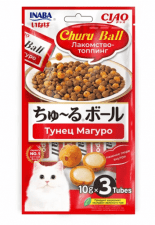 Лакомство-топпинг INABA для кошек, тунец Магуро, CIAO ЧУРУ БОЛ, 3х10 г