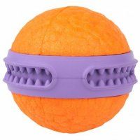 Игрушка мяч Зубастик для собак, фиолетовая, диаметр 6 см