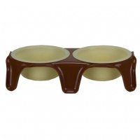 Двойная миска Dogman №В для животных с подставкой, пластик 2х350 мл