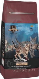 Корм Landor, для стерилизованных и с избыточным весом кошек, со вкусом утки с рисом, 2 кг