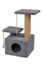 Домик-когтеточка Kogti для кошек многоуровневый, бежевый, Грибок New, 37х37х32 см