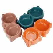 Двойная миска Dogman Ушки для животных, пластик 2х300 мл