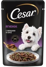 Пауч CESAR для взрослых собак всех пород, Ягнёнок с овощами в соусе, 85г