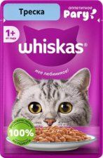 Пауч Whiskas для взрослых кошек, рагу с треской, 75 г