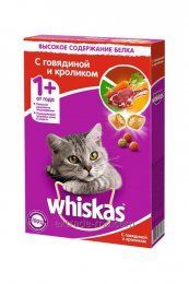 Корм Whiskas для взрослых кошек, говядина и кролик, 350 г