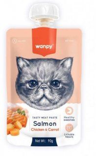 Лакомство Wanpy Cat для кошек Мясное пюре из лосося 90 г