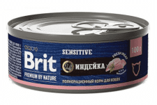 Консерва Brit Premium by Nature для кошек с чувствительным пищеварением, Индейка, 100 г