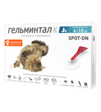 Капли на холку Гельминтал К spot-on от глистов, для кошек 4-10 кг, 1 пипетка