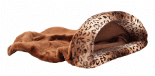 Лежанка-мешок Happy Friends с оконтовкой искусственный мех + велсофт леопард, 45х65х25 см