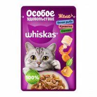Пауч Whiskas для взрослых кошек, с белой рыбой, креветкой и овощами Особое удовольствие 75 г