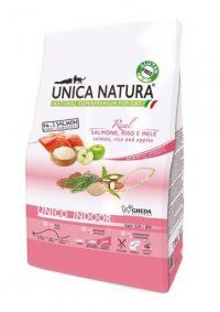 Корм Unica Natura Indoor для кошек любого возраста, живущих в помещении, лосось, рис, яблоко, 1,5 кг